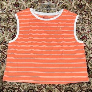 Champion Orange and White Striped Muscle Tank  Cropped Size Small